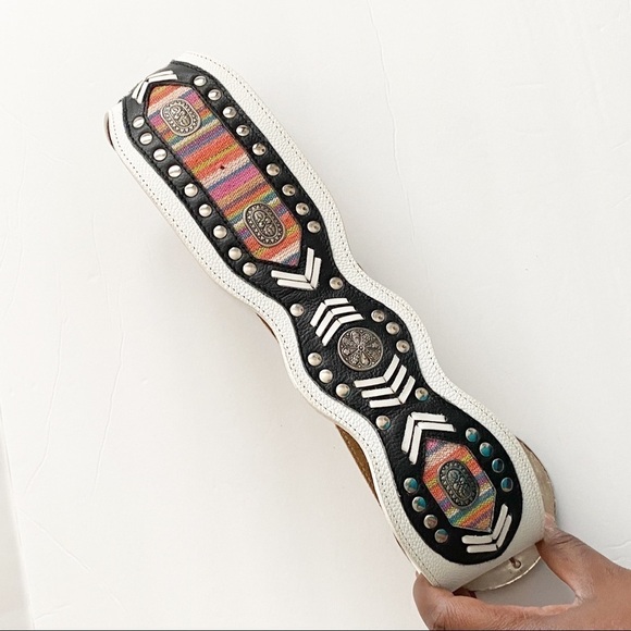 Y2K Embroidered Big Buckle belt Vintage coastal cowgirl Boho Bohemian - Picture 3 of 7